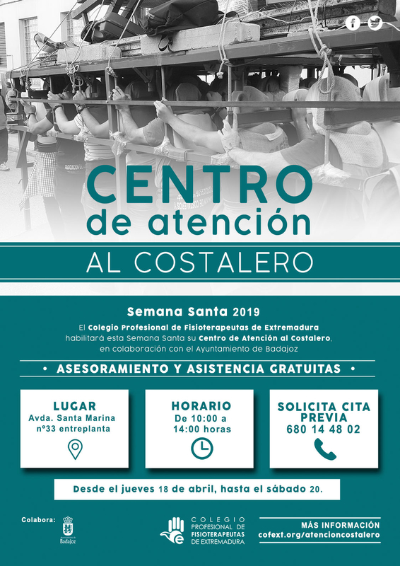 El Colegio Profesional de Fisioterapeutas de Extremadura habilita el Centro de Atención al Costalero en Badajoz para Semana Santa