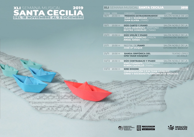 La XLI Semana Musical de Santa Cecilia de los conservatorios de la Diputación programa siete conciertos hasta el 3 de diciembre