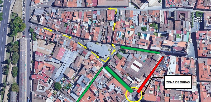 Badajoz reordena el tráfico desde el miércoles por las obras de la plataforma única en la Plaza Santa Ana