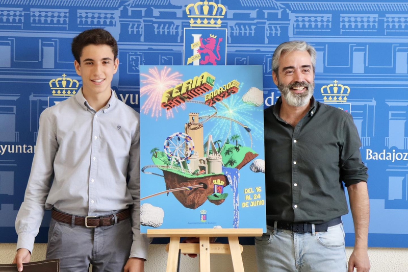 Un cartel elaborado por un joven estudiante de Badajoz ilustra la Feria de San Juan 2023