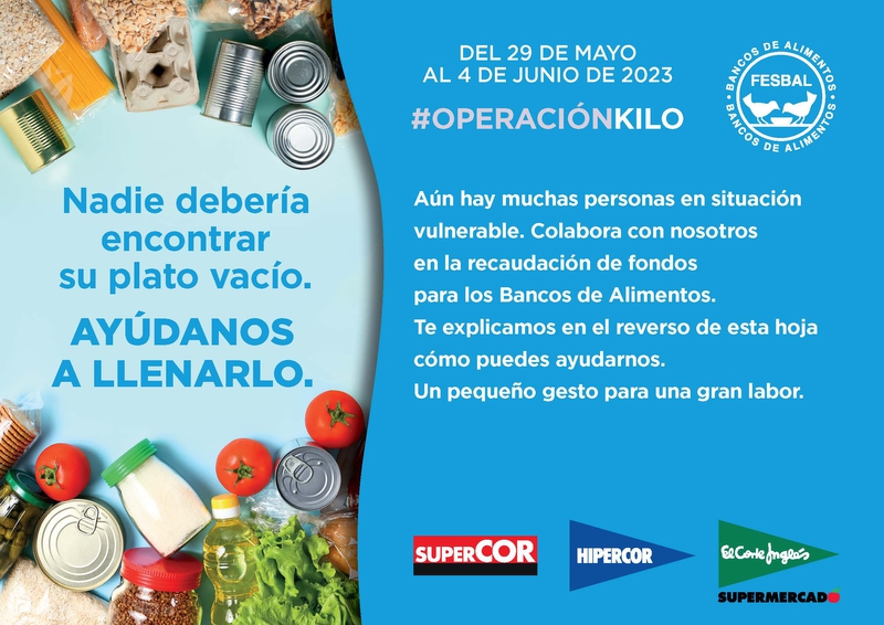 El Corte Inglés se compromete con la Operación Kilo de Bancos de Alimentos con donaciones en caja, web y app 