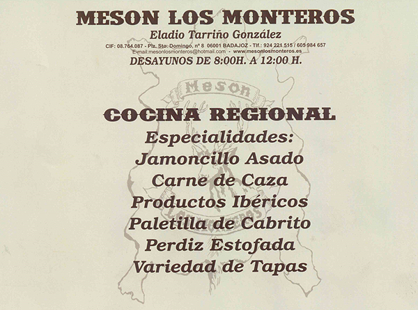 Especialidades de mes&oacute;n Los Monteros