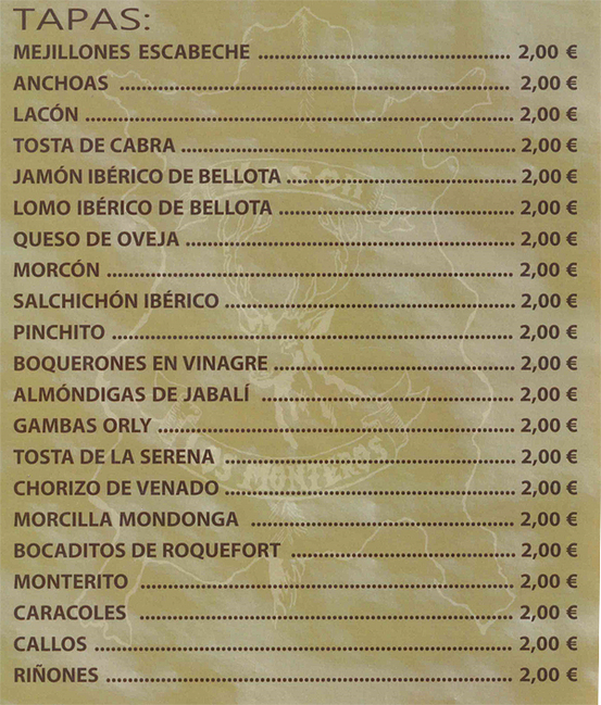 Tapas de Mes&oacute;n Los Monteros