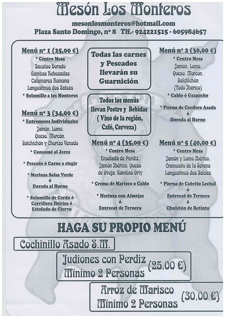 Men&uacute;s Especiales de Mes&oacute;n Los Monteros