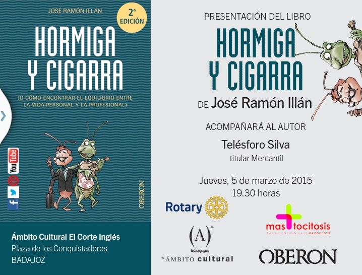 José Ramón Illán presentará su libro ''Hormiga y cigarra'' en la Sala Ámbito Cultural de El Corte Inglés