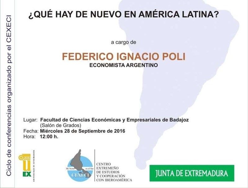 El economista argentino Federico Poli analizará a través de una charla el escenario económico de Iberoamérica
