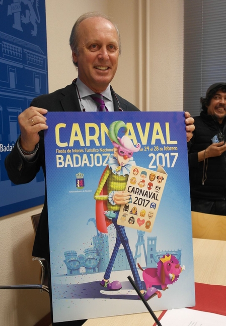 Un arlequín, un periódico, un leónanuncian el Carnaval 2017