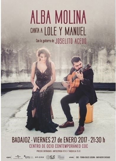 Alba Molina interpreta las canciones de sus padres Lole y Manuel en un espectáculo el 27 de enero en Badajoz