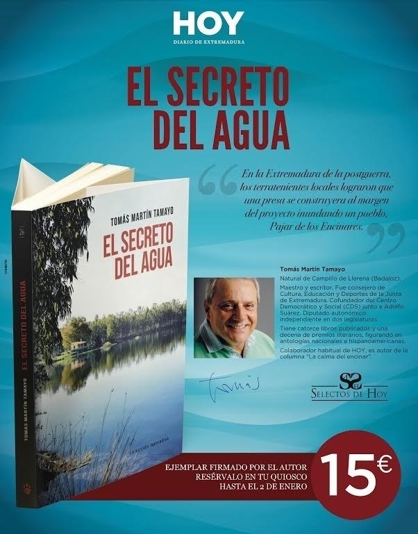 Tomás Martín Tamayo presentará su novela 'El secreto del agua' este miércoles en El Corte Inglés 