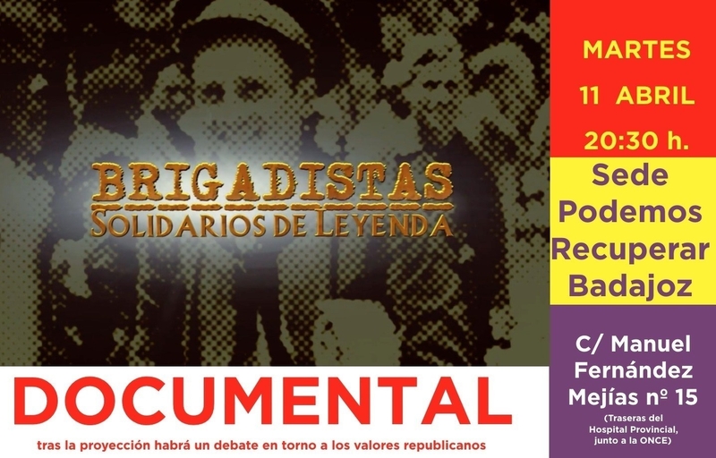 Podemos Badajoz rinde homenaje a las brigadas internacionales con la proyección de un documental