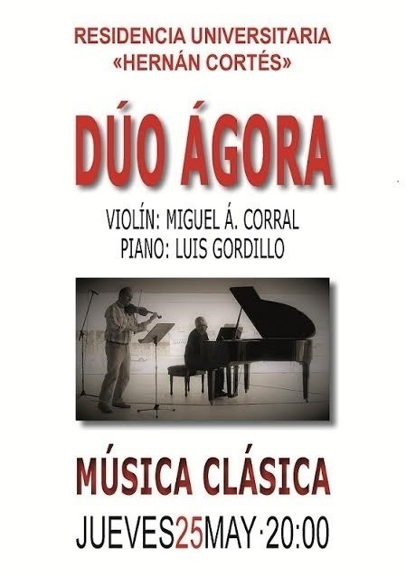 El Dúo Ágora ofrece un recital de música clásica en la Residencia Universitaria Hernán Cortés