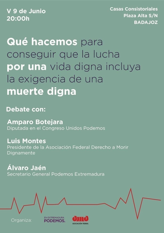 Podemos organiza en Badajoz una jornada de debate sobre la ''muerte digna'' en la que participa el médico Luis Montes