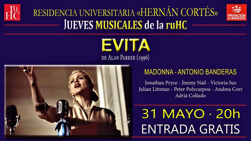 La RUHC proyectará mañana la película 'Evita' de Alan Parker