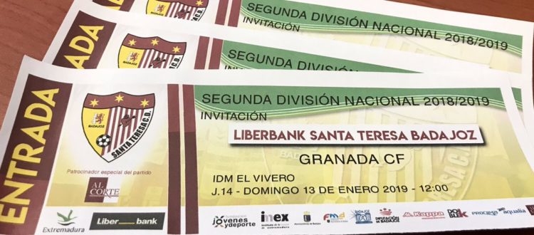 Los aficionados del Santa Teresa pueden recoger con su entrada gratis para el partido contra el líder Granada en la sede del club