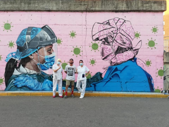 Alejandro Pajuelo realiza un asombroso graffiti en Badajoz