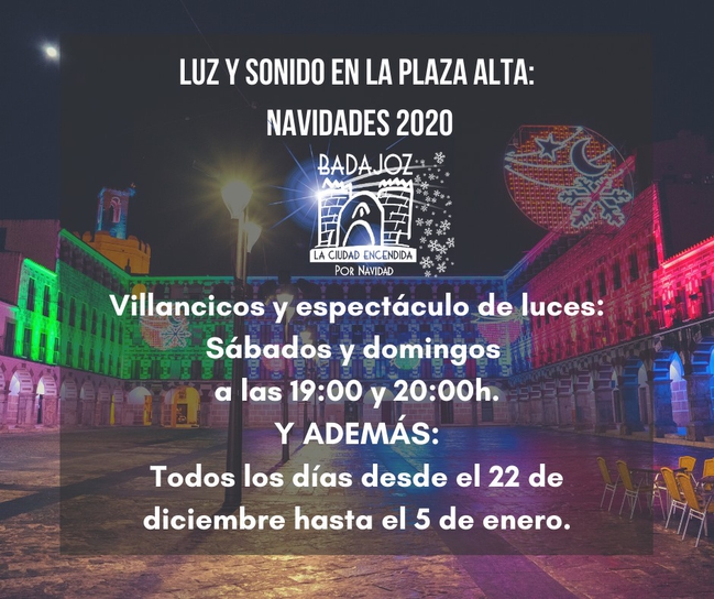 Badajoz reproducirá villancicos navideños tradicionales en la Plaza Alta, acompañado de un espectáculo de luces