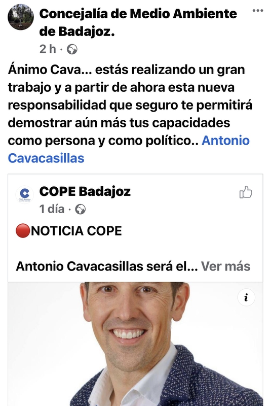El PSOE denuncia que el PP utiliza un Facebook municipal para felicitar a Cavacasillas