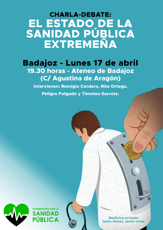 Badajoz acoge este lunes una Charla-debate sobre sanidad 